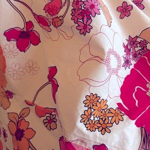 A-Line Floral Print Skirt White Orange Pink Blossoms